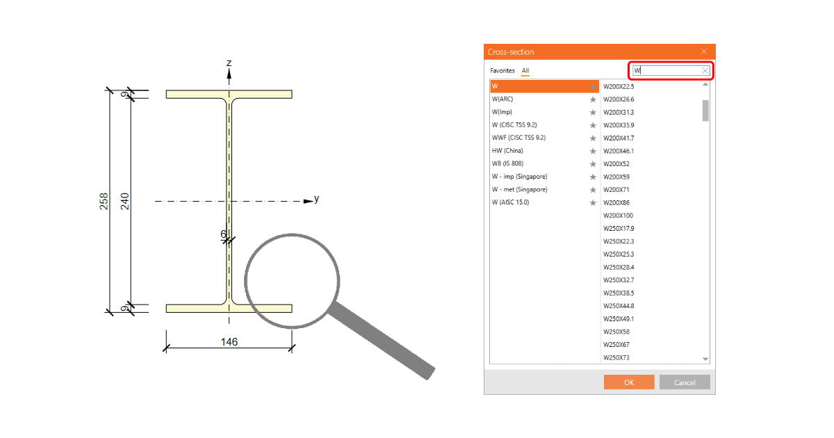 Cross section searchbox idea statica